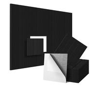 pannelli fonoassorbenti 12 Pack Square Self-Adhesive Acoustic Panel Sound Proof Vertical Stripe Panels for Wall Ceiling Treatment 300x300x9mm per Podcasting, Studi di Registrazione, Uffici, Ho(Black)