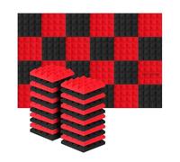Pannelli Fonoassorbenti 24 pannelli in schiuma fonoassorbente for studio acustico, 25x25x5 cm, neri e blu(12Black12Red)