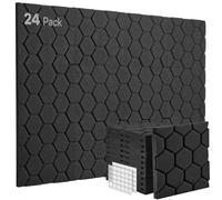 Pannelli Fonoassorbenti, 24 Pezzi, Pannello Fonoassorbente, 30x30x2,5cm, Pannelli Acustici per Studio, Giochi, Ufficio, Pannelli Insonorizzanti, Pareti, Porta