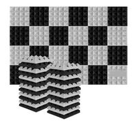 Pannelli Fonoassorbenti 24Pcs Studio Acoustic Soundproof Foam Noise Insulation Sound Absorption Treatment Panels 25x25x5cm(12Black12Grey)