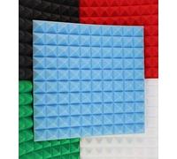 PANNELLI FONOASSORBENTI 25 PEZZI AZZURRI cm 100 x 100 x 5 PIRAMIDALI PIRAMIDE POLIURETANO FONO ISOLANTE INSONORIZZARE RUMORI MUSICA