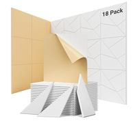 Pannelli Fonoassorbenti Autoadesivi, Confezione da 18 Pezzi, Decorativi Righe Acustico Pannello per Pareti e Porta, Fonoassorbente Parete Panels per Studio, Stanza, Ufficio (Bianco, 30x30x0,9 cm)
