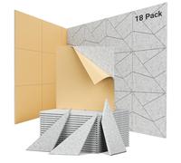 Pannelli Fonoassorbenti Autoadesivi, Confezione da 18 Pezzi, Decorativi Righe Acustico Pannello per Pareti e Porta, Fonoassorbente Parete Panels per Studio, Stanza, Ufficio (Grigio, 30x30x0,9 cm)
