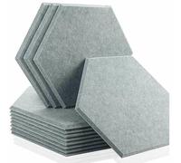 Pannelli fonoassorbenti esagonali, 12 pezzi, assorbimento acustico delle pareti per studio di registrazione domestico, isolamento acustico, striscia di tenuta per porte, 34 cm, grigio africano, dens