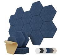 Pannelli Fonoassorbenti Esagonali Autoadesivi, Studio, Gaming, Ufficio, Recording, 12 Pezzi Pannello Fonoassorbente Decorativi per Pareti, Porta, Soffitto, 30 x 26 x 0,9cm, Blu Scuro