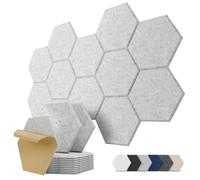 Pannelli Fonoassorbenti Esagonali Autoadesivi, Studio, Gaming, Ufficio, Recording, 12 Pezzi Pannello Fonoassorbente Decorativi per Pareti, Porta, Soffitto, 30 x 26 x 0,9cm, Grigio