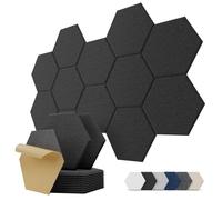 Pannelli Fonoassorbenti Esagonali Autoadesivi, Studio, Gaming, Ufficio, Recording, 12 Pezzi Pannello Fonoassorbente Decorativi per Pareti, Porta, Soffitto, 30 x 26 x 0,9cm, Nero