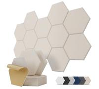 Pannelli Fonoassorbenti Esagonali Autoadesivi, Studio, Gaming, Ufficio, Recording, 12 Pezzi Pannello Fonoassorbente Decorativi per Pareti, Porta, Soffitto, 30 x 26 x 0,9cm, Cammello