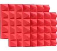 Pannelli fonoassorbenti in schiuma 12 pz, rosso, 30x30x5cm/12 "x 12" x 2" | Riduce echi e riflessioni, isolamento acustico per ufficio e progetti fai da te indoor