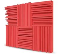Pannelli fonoassorbenti in schiuma di alta qualità, 12 pezzi, pannelli fonoassorbenti per studio, studi di registrazione, cabine vocali e sale di controllo (rosso)