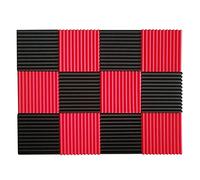 Pannelli fonoassorbenti in schiuma fonoassorbenti, set di 12 pannelli da parete per studio in nero e rosso, 1 cuneo 30,5 x 30,5 cm, per una migliore qualità audio