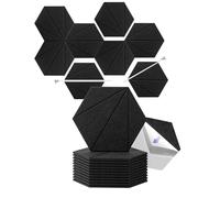 Pannelli Fonoassorbenti Pannelli acustici autoadesivi esagonali da 12 pezzi Pannelli in schiuma fonoassorbente ad alta densità for assorbire il rumore eliminare gli echi(Black)