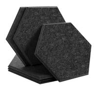 Pannelli Fonoassorbenti Pannelli fonoassorbenti da parete, 6 pezzi, decorazione isolante for camera letto(48-Sesame Black,Large Hexagon,0.8cm Medium Density)