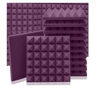 Pannelli Fonoassorbenti Pannello in schiuma acustica 6/12/24 pezzi Pannello in schiuma acustica Schiuma insonorizzante Studio Spugna acustica Trattamento acustico for pareti(Purple,12 Pcs With Tapes)