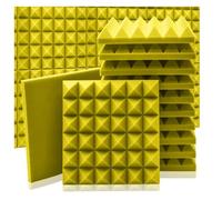 Pannelli Fonoassorbenti Pannello in schiuma acustica 6/12/24 pezzi Pannello in schiuma acustica Schiuma insonorizzante Studio Spugna acustica Trattamento acustico for pareti(Yellow,24 Pcs With Tapes)