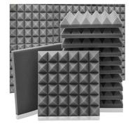 Pannelli Fonoassorbenti Pannello in schiuma acustica 6/12/24 pezzi Pannello in schiuma acustica Schiuma insonorizzante Studio Spugna acustica Trattamento acustico for pareti(Gray,6 Pcs With Tapes)