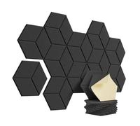 Pannelli fonoassorbenti per pareti 12 Pack Hexagon Self-adhesive Acoustic Panels Y- Lined Design Sound Proof Foam Home Studio Wall Stickers(Black)