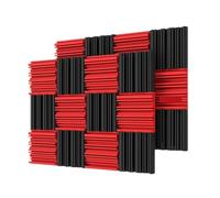Pannelli fonoassorbenti per pareti 24Pcs Studio Acoustic Foam Sound Absorbing Noise Insulation Proofing Treatment Panels 2" x 10"(12Black12Red)