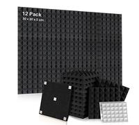 Pannelli Fonoassorbenti Piramidali Orcust 12 Pezzi 30 X 30 X 5cm Pannelli Insonorizzanti per Trattamento acustico Podcasting,Studi di Registrazione con 60pz Adesivi Pannello Fonoassorbente (Nero)