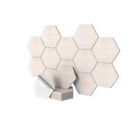 Pannelli fonoassorbenti Relaxdays 18 pz autoadesivi esagonali 30x26 cm, riduzione Rumore, Decorazione Gaming, Beige