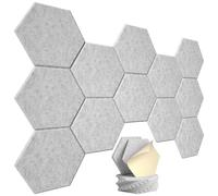 Pannelli Fonoassorbenti Schiuma fonoassorbente autoadesiva ad alta densità for trattamento acustico per Monitor da Studio(Light gray,12pcs Hexagon)