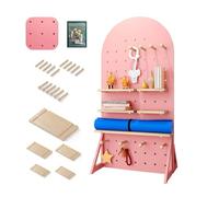 Pannelli forati, Pannello Forato Mobile con rotelle, Organizer per Pannello Forato in Legno, Kit per Pannello Forato per casa, Ufficio, Artigianato, 23,6 × 47,2 Pollici (Colore: Rosa, dimens