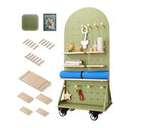 Pannelli forati, Pannello Forato Mobile con rotelle, Organizer per Pannello Forato in Legno, Kit per Pannello Forato per casa, Ufficio, Artigianato, 23,6 × 47,2 Pollici (Colore: Verde, Dimen