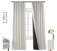 Pannelli in lino tende oscuranti per soggiorno con linguetta posteriore/cintura con gancio, lunghezza 202 cm, avorio