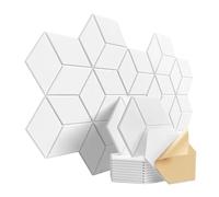 Pannelli in Schiuma Acustica 12 Pack Hexagonal Self-Adhesive Acoustic Panels Sound Proof Foam Panels Y-Lined Design to Absorb Noise Eliminate Echoes(Y-Cut Hexagon White)