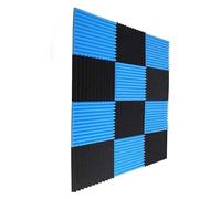 Pannelli in schiuma acustica, 24 pannelli in schiuma acustica fonoassorbente for studio, assorbimento e isolamento, scanalatura 30x30x2,5 cm(12Blue 12Black)