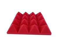 Pannelli in Schiuma Acustica 48 pannelli in schiuma fonoassorbente piramidale da studio, 25 x 5 cm, isolamento acustico, trattamento, nero + rosso
