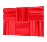 Pannelli in schiuma acustica da studio Diffusori in spugna insonorizzata Drum Room Trattamento di assorbimento Cuscinetti acustici a parete con nastri Per smorzare il suono(Red,24Pcs with Tapes)