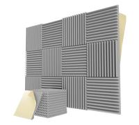 Pannelli in schiuma acustica, Pannelli acustici autoadesivi in schiuma a cuneo da 12"x12"x1" for l'insonorizzazione delle pareti, ad alta densità(Grey)