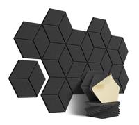Pannelli in schiuma acustica, Pannelli acustici esagonali autoadesivi da 12 pezzi for isolamento acustico, trattamento di registrazione delle pareti personalizzato(Black)