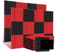 Pannelli in schiuma acustica Piastrelle a cuneo fonoassorbenti in da studio Trattamento di isolamento acustico Per smorzare il suono(24Black 24Red)
