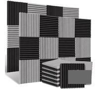 Pannelli in schiuma acustica Piastrelle a cuneo fonoassorbenti in da studio Trattamento di isolamento acustico Per smorzare il suono(24Black 24Grey)