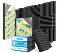 Pannelli in schiuma fonoassorbente per pareti, 7,6 x 30,5 x 30,5 cm, autoadesivi, ad alta densità, 1 kg/ft³, pannelli da parete insonorizzanti per studio di gioco (confezione da 16 nero)