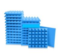 Pannelli in schiuma insonorizzata da 6 pezzi | Studio di cuscinetti in spugna for il trattamento delle pareti con riduzione del rumore(Blue,12 Pcs With Tapes)