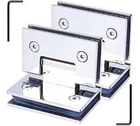 Pannelli in vetro pieghevoli, Confezione da 2 cerniere for porte in vetro in acciaio inossidabile 304, morsetto for bagno bidirezionale a 90° in argento brillante, for doccia for battenti 8-12 mm