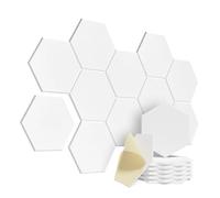 Pannelli insonorizzanti, Pannelli esagonali fonoassorbenti, confezione da 12, autoadesivi, con rivestimento a Y, assorbono il rumore, riducono l'eco(Basic Hexagon White)