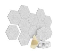 Pannelli insonorizzanti, Pannelli esagonali fonoassorbenti, confezione da 12, autoadesivi, con rivestimento a Y, assorbono il rumore, riducono l'eco(Basic Hexagon Grey)