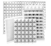 Pannelli insonorizzanti, Pannelli in spugna fonoassorbente 6/12/24 pezzi for il trattamento delle pareti dello studio insonorizzato(White,24 Pcs With Tapes)