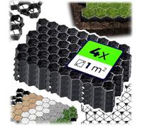 Pannelli Kadax Paddock realizzati in plastica, 60x40 cm, 1 m˛, 2 colori, capacitŕ di carico fino a 1000 T, pannelli della griglia prato (nero, rettangolare, 4 pezzi)