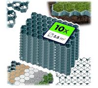 Pannelli Kadax Paddock realizzati in plastica, 60x40 cm, 2,5 m˛, 2 colori, capacitŕ di carico fino a 1000 T, prati, piastre di griglia da prato (verde, rettangolare, 10 pezzi)