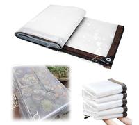 Pannelli Laterali Impermeabili per Pergola Esterna Telo Impermeabile Trasparente Con Occhielli Tenda da Esterno in PE Disponibile per Balcone, Camper, Gazebo e Giardino(4x8m/13.1x26.2ft)