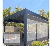 Pannelli laterali in PVC grigio trasparente con cerniera per pergola in PVC separazione tende 2,1 m H x 9 m L (2,1 m H x 9 m L) - Soluzione per la privacy resistente alle intemperie