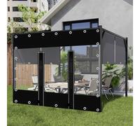 Pannelli Laterali in Telone Nero Trasparente,Tende in Teloni Trasparenti Impermeabili,Tende Per Eventi e Tendoni Con Cerniera,Telone in Plastica Pvc Da 0,3mm,Con Occhielli,W×H-2×1.8m(6.6 * 5.9ft)