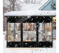 Pannelli Laterali in Telone Trasparente Nera,Tende Teloni Impermeabili Trasparenti,Con Porte a Cerniera,Telone in Plastica Pvc 0,3mm,Tende Per Eventi e Tendoni,Con Occhielli,W×H-2×1.8m(6.6 * 5.9ft)