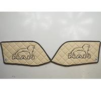 Pannelli laterali KRAM-TRUCK ricamati per porte 2 pezzi, compatibili con MAN TGX 2021, beige chiaro, chiusura in, pelle sintetica spugna 1 cm, certificato di igiene