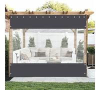 Pannelli laterali per pergola impermeabili per esterni, in plastica trasparente, colore grigio, tende per terrazze resistenti alle intemperie con occhielli, dimensioni 3 x 2,60 m, ideali per tutte le